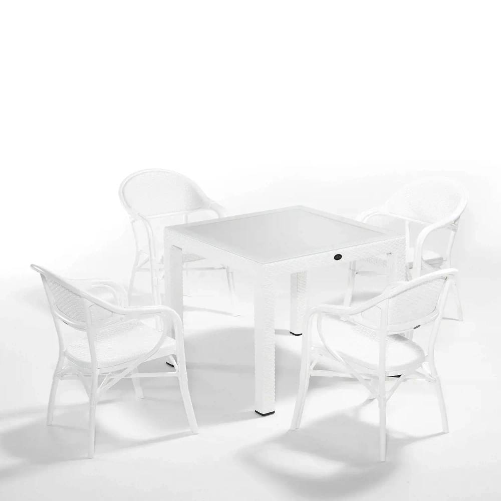 Nirvana NVS-049  set of 4 White  (Обеденная группа стол 1шт, стулья 4шт) ,  Novussi
