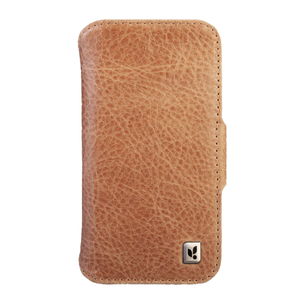 Магнитный кожаный чехол-бумажник Vaja Wallet Wrap Pull-Up V-Mag для iPhone 16 Pro Картхолдер ручной работы из натуральной патагонской кожи «пулл ап» с магнитной застёжкой. Вмещает до четырёх карт. Есть RFID-защита