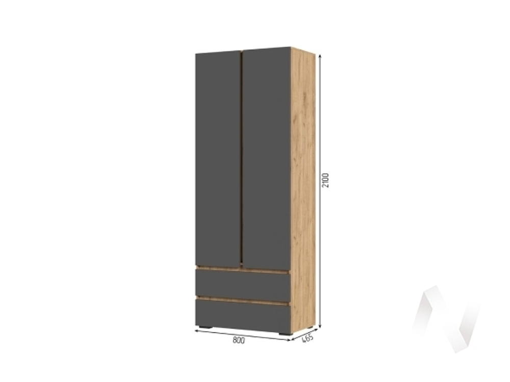 Шкаф 2-х створчатый ШК 01 МС Хелен ЛДСП (дуб крафт золото/серый графит)