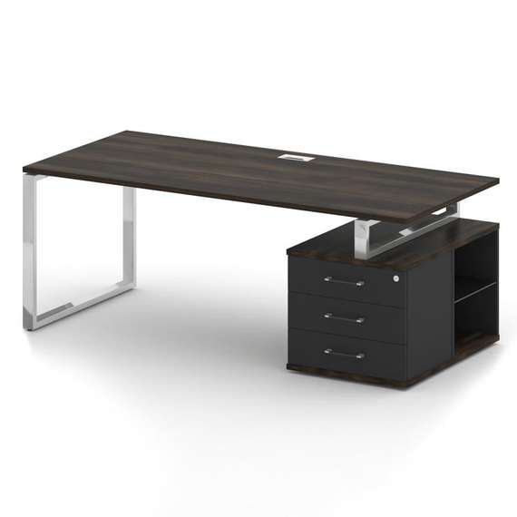 Shift Стол руководителя с опорной тумбой, правый SK.SRT-200 (R) Дуб Мали/Антрацит 2000*904*753