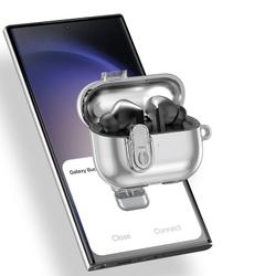 Прозрачный плотный чехол из TPU от Dux Ducis для наушников Samsung Buds3 и Buds 3 Pro, серия SECI Series Case, в комплекте с карабином