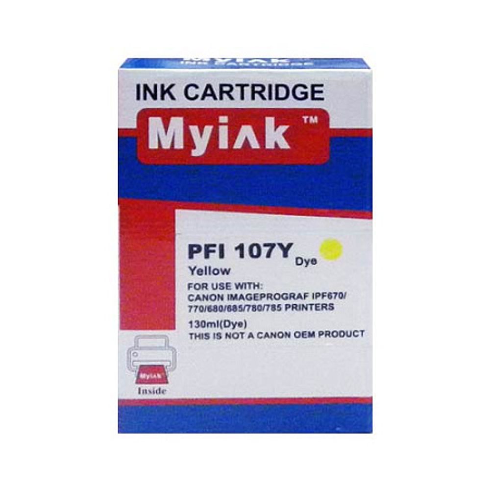 Картридж MyInk, аналог CANON PFI-107Y для IPF 670/680/685/770/780/785 Yellow (130ml, Dye)