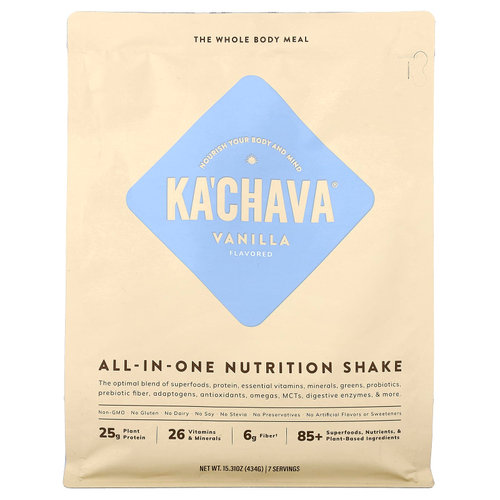 KaChava, универсальный питательный коктейль, со вкусом ванили, 434 г (15,31 унции)