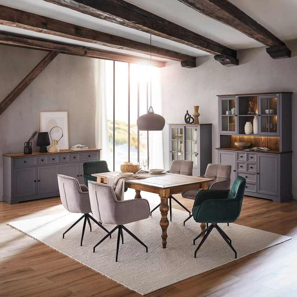 Шкаф витрина, 103х41х139, Лэйквью, буфет в кухню, сервант с 2 раздвижными дверями из массива дерева, MAKOSA