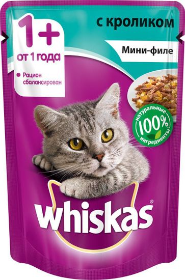 Whiskas пауч желе с кроликом 85гр