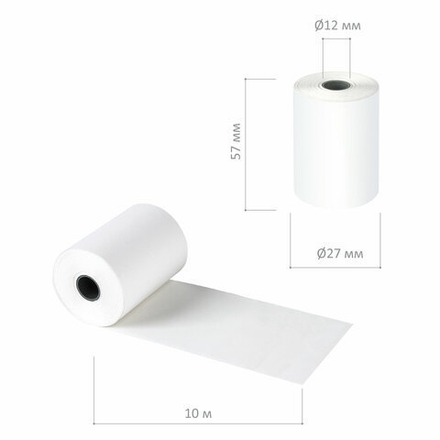 Чековая лента для МОБИЛЬНЫХ КАСС, ТЕРМОБУМАГА 57 мм (диаметр 27 мм, длина 10 м, втулка 12 мм), КОМПЛЕКТ 28 шт., BRAUBERG, 112356, 52204