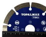 Диск алмазный отрезной для бетона TOPALMAZ, диаметр 125 мм, посадочное отверстие 22,23 мм, высота сегмента 10 мм