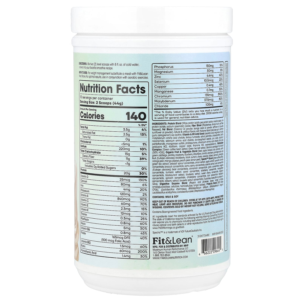 Fit & Lean, коктейль, комплексное питание для физической активности, со вкусом ванильного мороженого, 440 г (0,97 фунта)