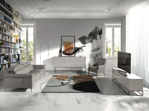 Мягкое кожаное кресло 5085/A978-M5655 с обивкой капитоне