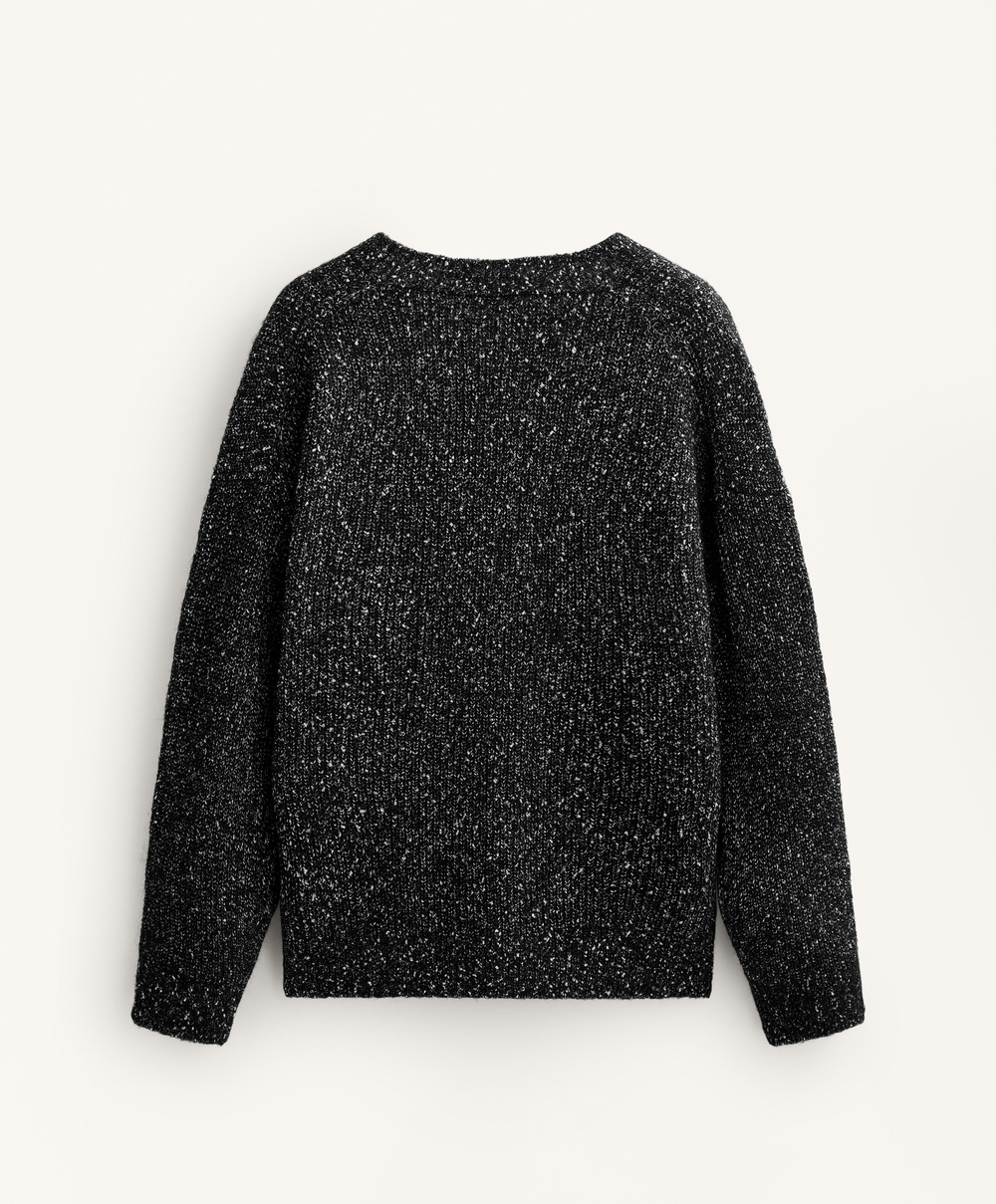 Oysho Кардиган с V-образным вырезом из непсов и 27% шерсти, черный