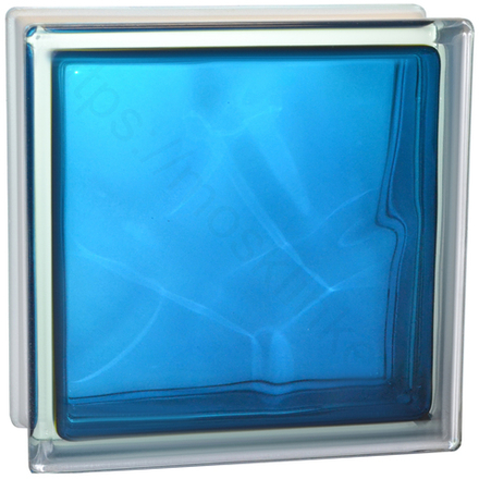 Стеклоблок Vitrablok Волна Синий 19x19x8 - окрашенный внутри