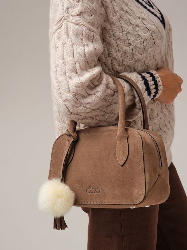 Замшевая сумка DBR 31348 капучино серо-коричневый