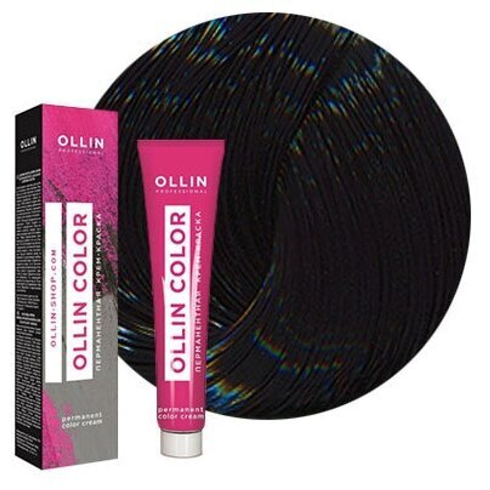 OLLIN COLOR 1/0 иссиня-черный 100 мл Перманентная крем-краска для волос