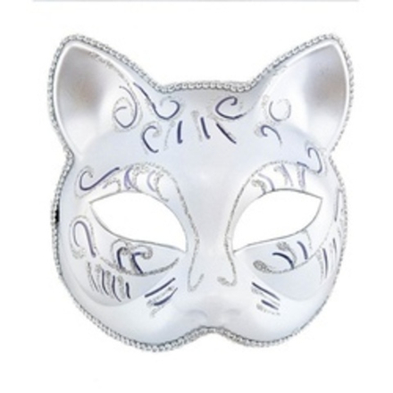 Маска венецианская "Кошка Гатто" Серебряная