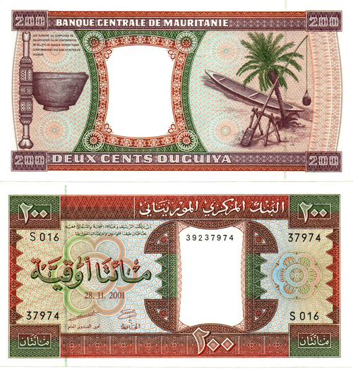 Банкнота Мавритиния 200 угий 2001 год - UNC
