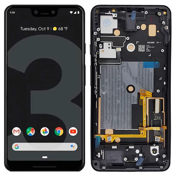 Дисплей для Google Pixel 3 XL в сборе c тачскрином на рамке (Black) черный