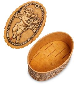Народные промыслы BST-137 Шкатулка «Ангелочек» (береста)