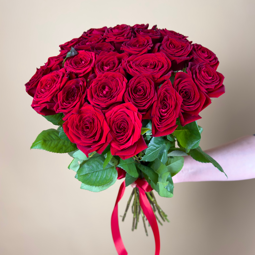 Flower bouquet of 25 Russian red roses