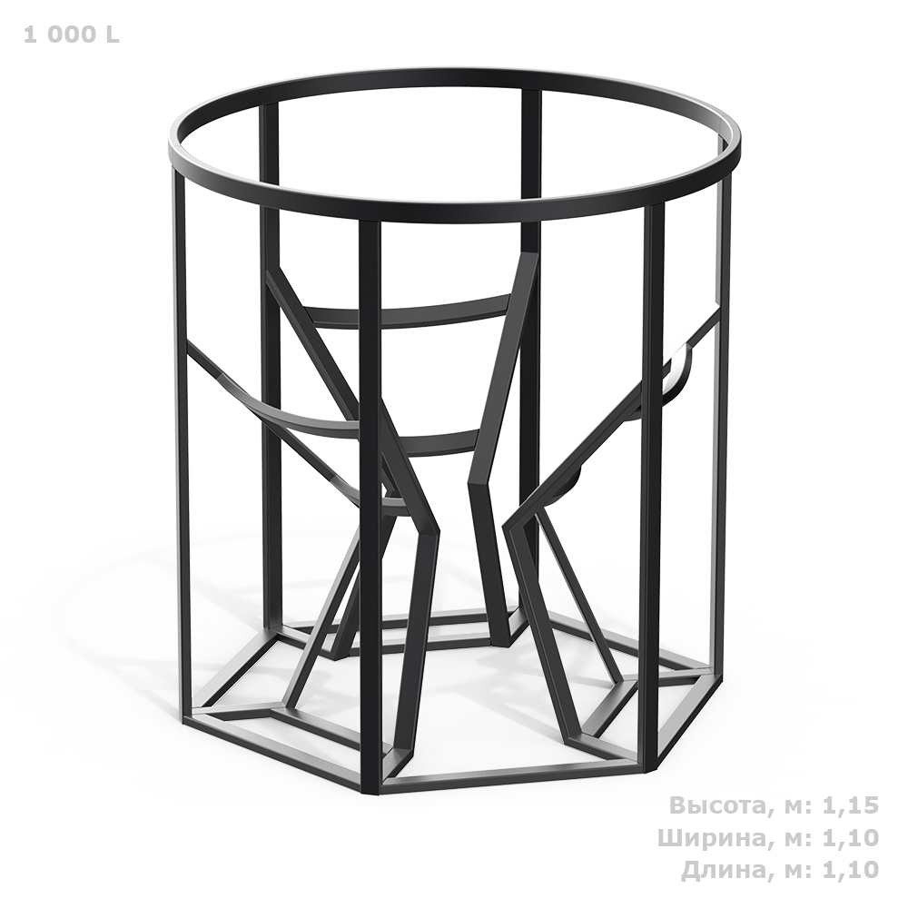 Обрешетка для конусной ёмкости Полимер-Групп К 1000 конусная (1100x1100x1150см;50кг;черный) - арт.559092