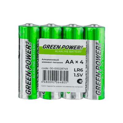 Элемент питания GREEN POWERlab LR6 Alkaline 1.5V S4 шт