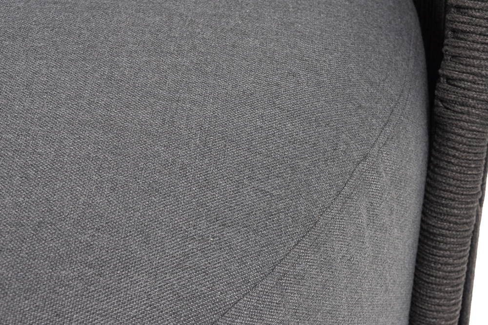 "Монтелла" кресло плетеное из роупа, каркас алюминий темно-серый (RAL7024) муар, роуп темно-серый круглый, ткань темно-серая 027