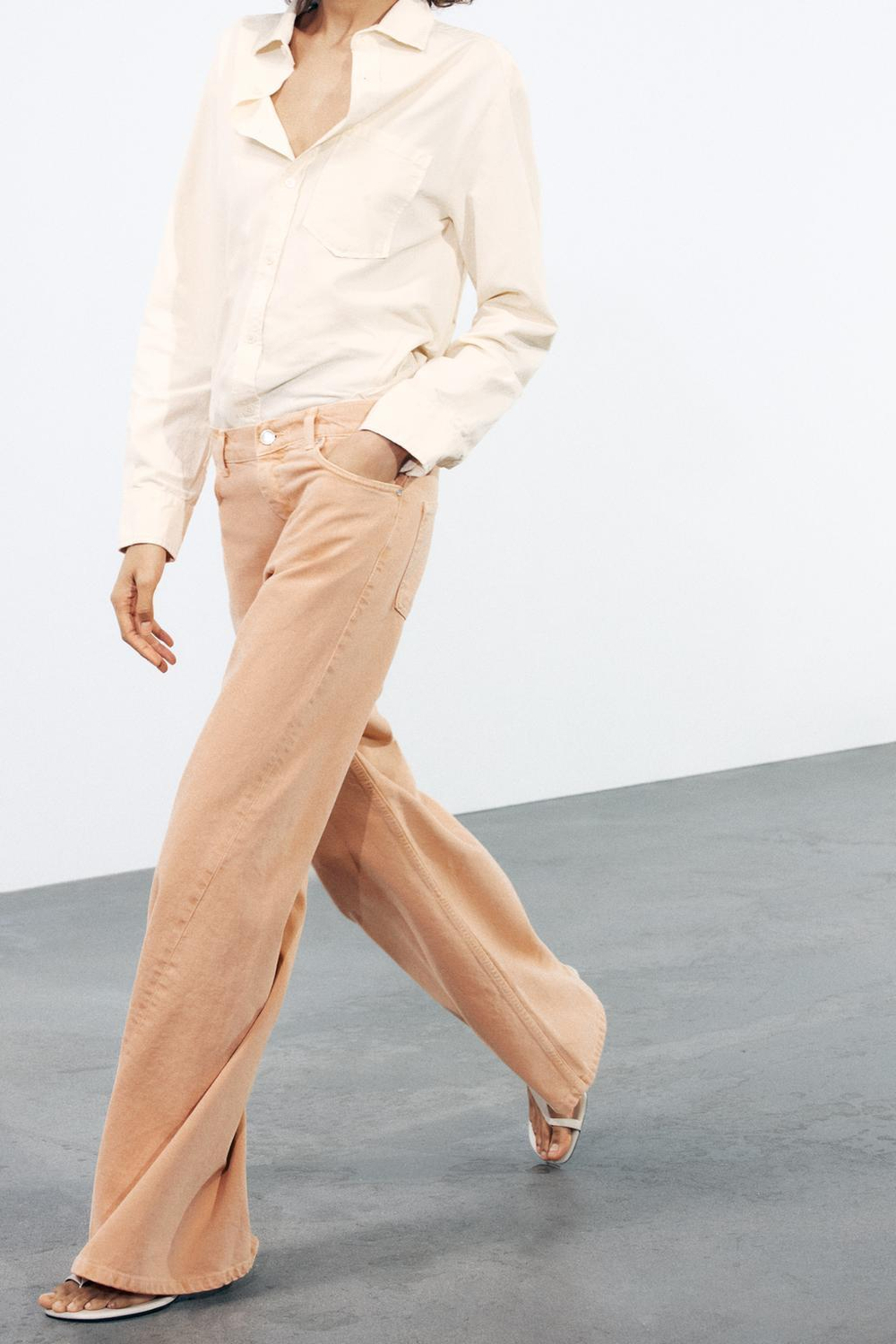Джинсы wide leg с высокой посадкой — zw collection