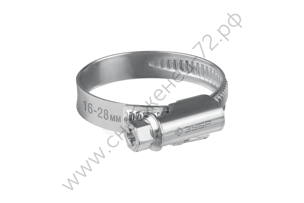 ЗУБР Х-9Н 16-28 мм, накатная лента 9 мм, червячный хомут, цинк, 50 шт (37807-28)