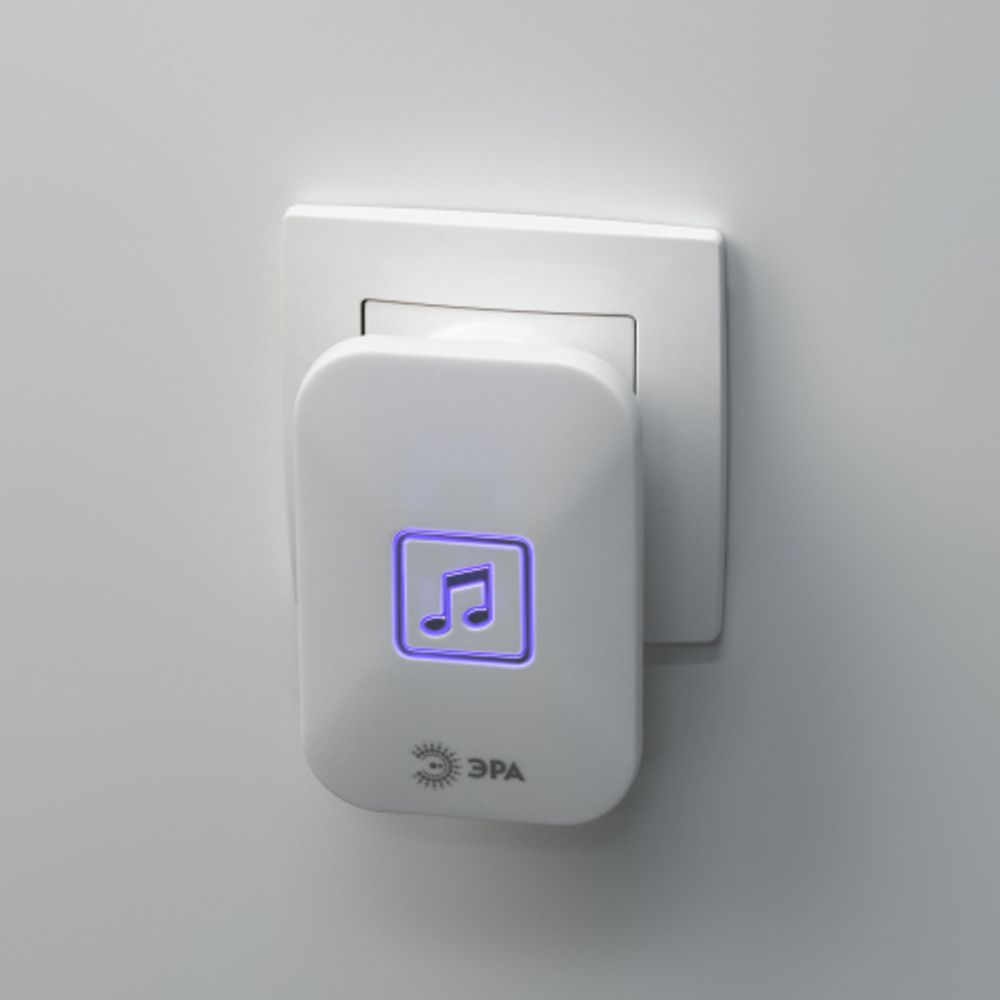 Звонок дверной ЭРА C98 беспроводной, от сети, белый, 60 мелодий | Электрозвонки беспроводные