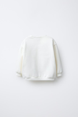 ZARA ТОЛСТОВКА С РЕЛЬЕФНЫМ ПРИНТОМ, ЖЕЛТОВАТО-БЕЛЫЙ