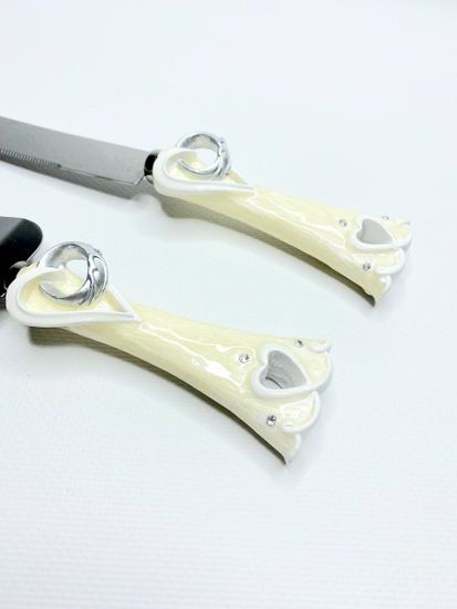 Набор для торта "Свадебные кольца" нож и лопатки с ручками