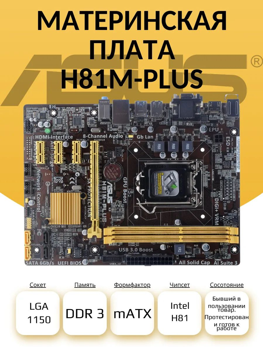 S-1150 Материнская плата Asus H81M-PLUS