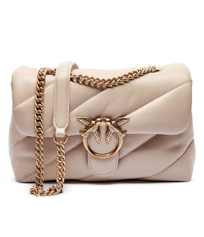 Кожаная сумка-мессенджер love puff classic Pinko - бежевый(100038 A0F2)