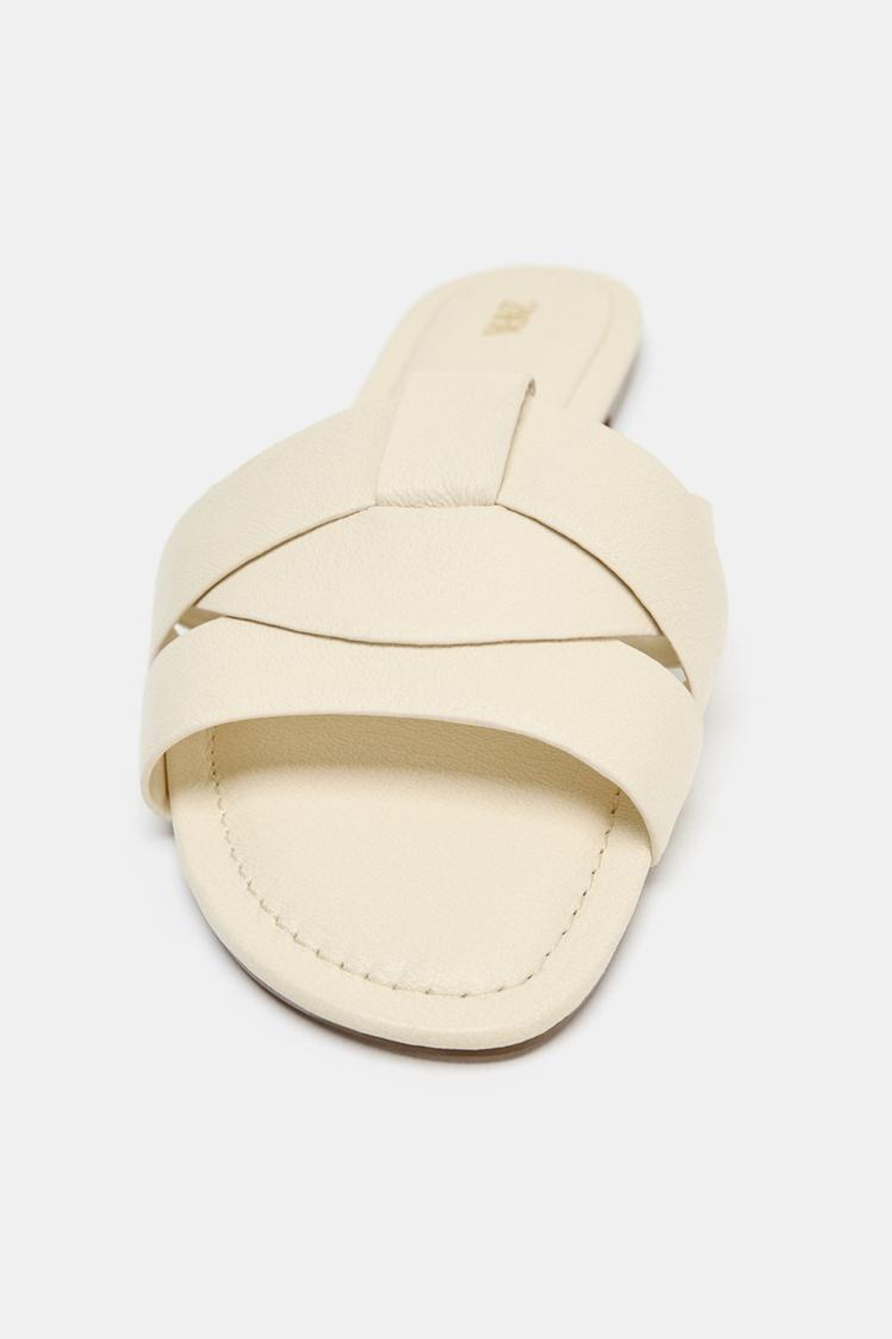 ZARA САНДАЛИИ ИЗ КОЖИ НА ПЛОСКОЙ ПОДОШВЕ, ЭКРЮ