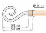 Карниз кованый для штор Зевс d16 мм однорядный, цвет хром