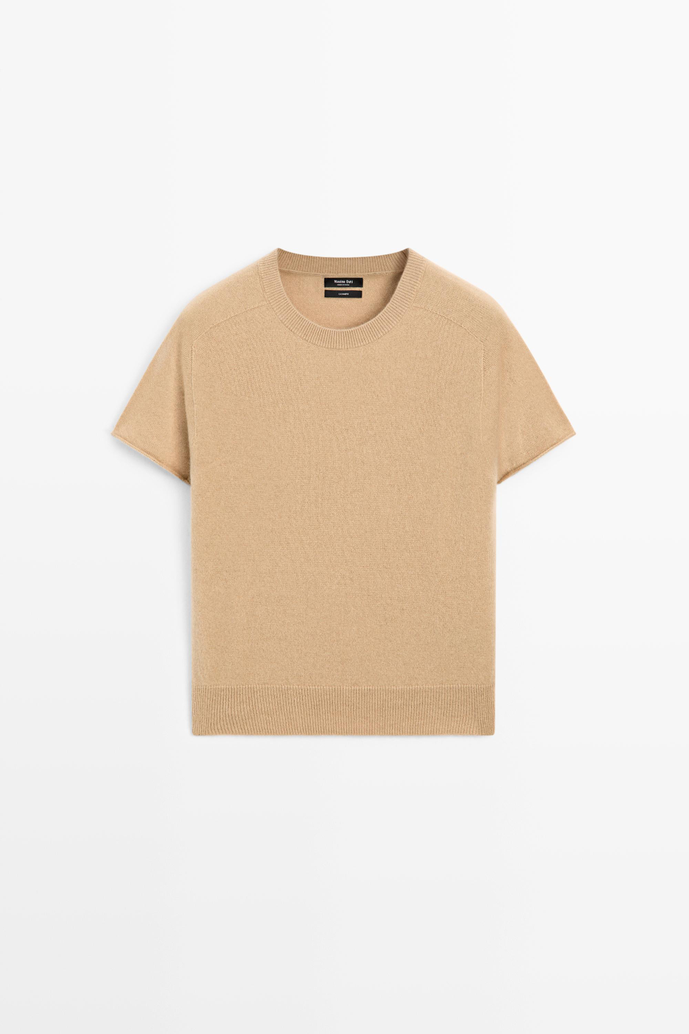 Massimo Dutti Свитер из 100% кашемира с короткими рукавами, цвет верблюжьей шерсти
