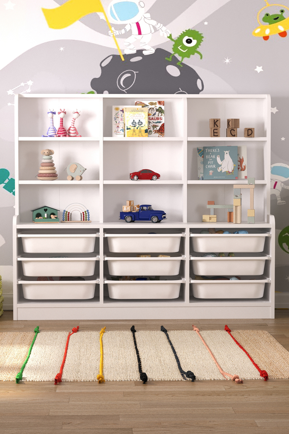 Стеллаж ALMINA с 9 выдвижными ящиками - белый