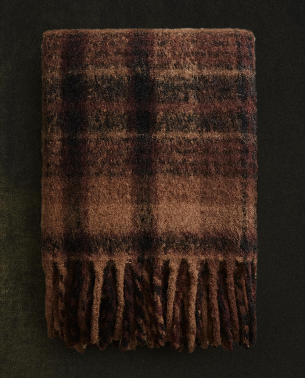 Zara Home плед из полиэстера, burgund, в полоску, 140x190 см