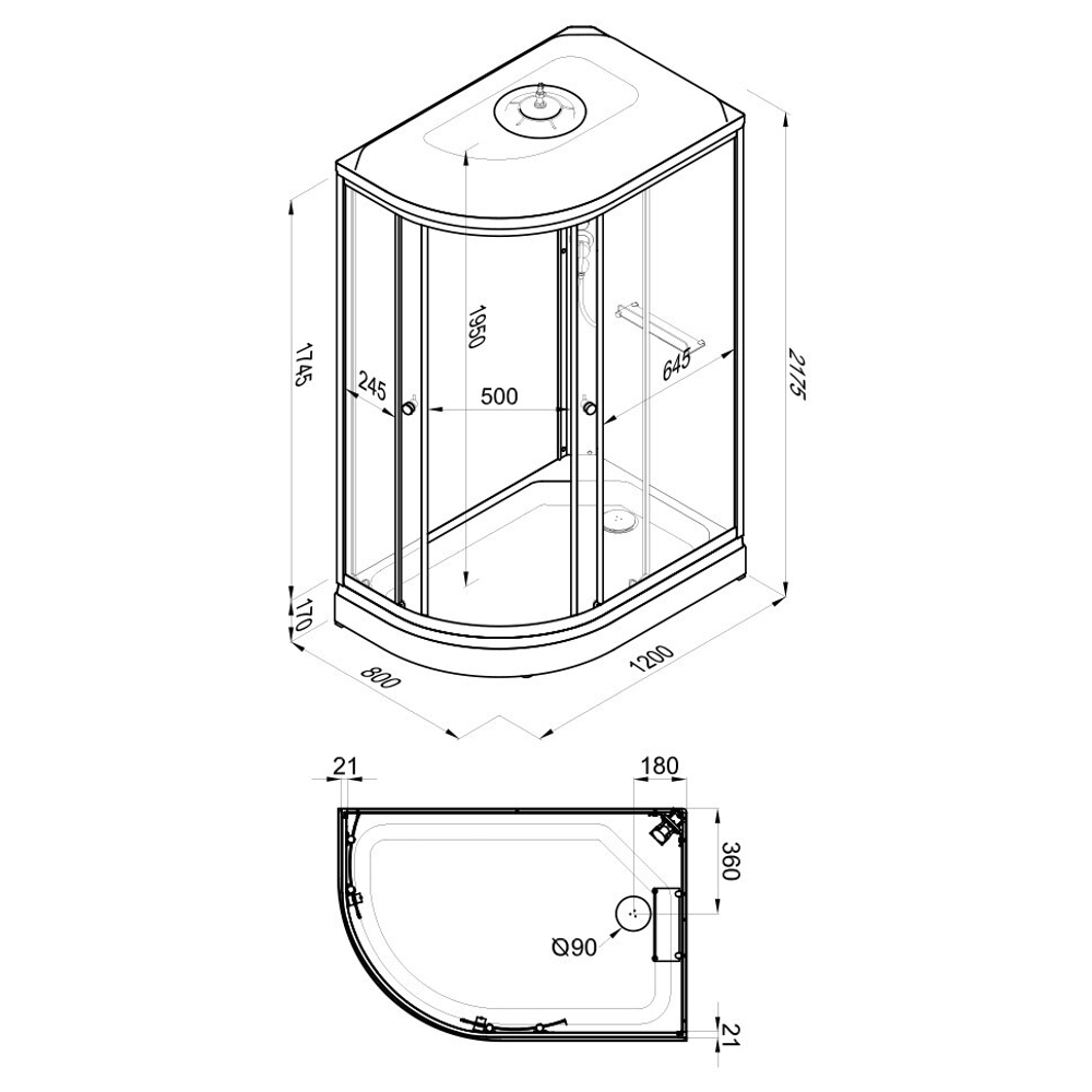 Душевая кабина Triton Коралл А 120x80 (правый)
