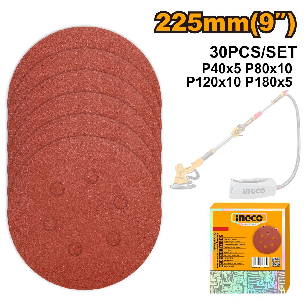 Набор шлифовальных листов INGCO AKRS225030 225 мм 30 шт