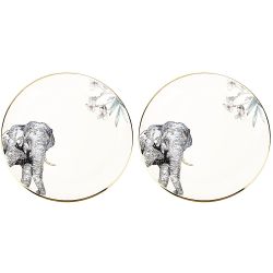 Тарелка (с элементами золота) "Саванна/Слон" 23*23*2,5см. (min6) (транспортная упаковка)