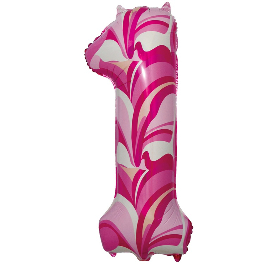 Шар Фольгированный Цифра 1 Мрамор розовый (Розовый)