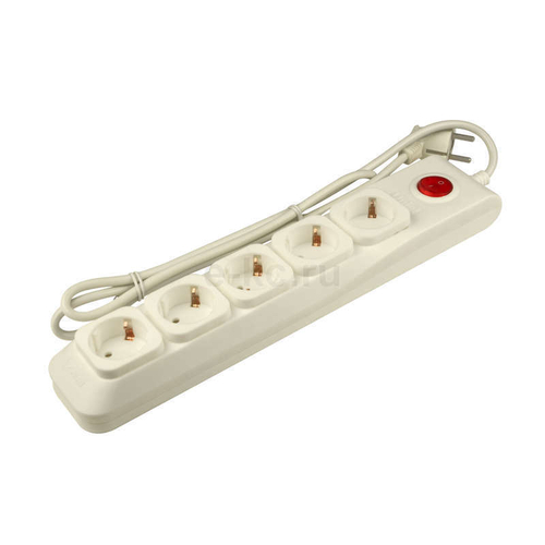 S-GSL5-1,5 IVORY Cетевой фильтр серии Lux, 1,5м (Пвс 3*0,75), 5 гнезд, с/з. 10А. Защита от перенапряжения, короткого замыкания. TM Uniel.