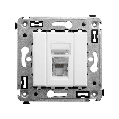 Компьютерная розетка RJ-45 в стену, кат.6 одинарная экранированная, "Avanti", "Белое облако"