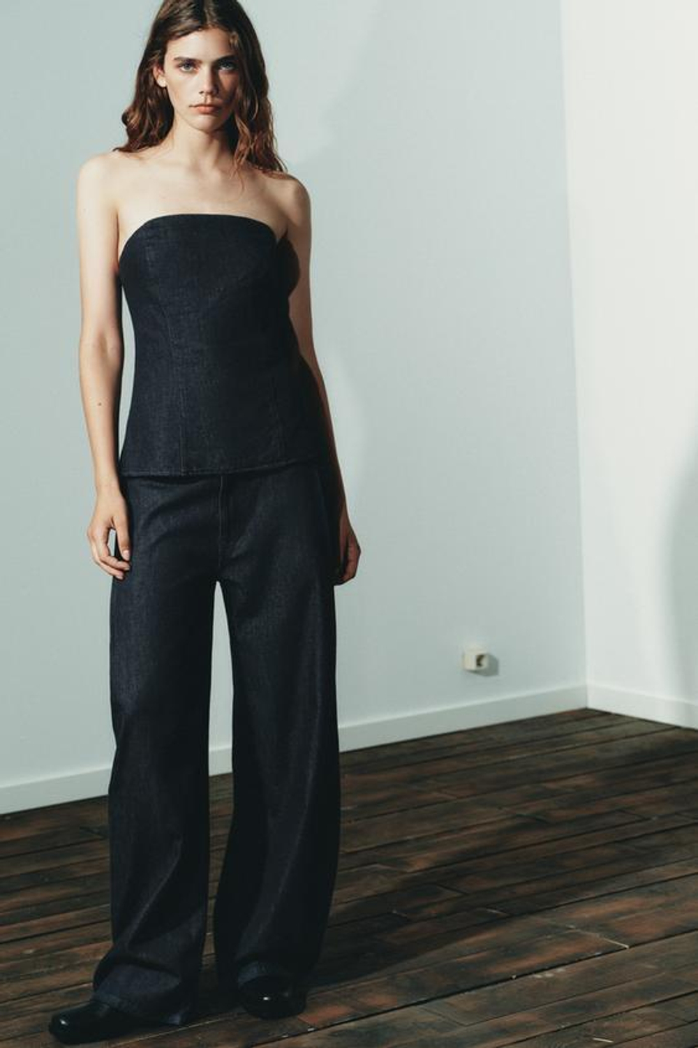 ZARA БРЮКИ BALLOON С ЗАЩИПАМИ, ТЕМНЫЙ ИНДИГО