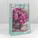 Пакет подарочный 20х30х10см "Цветы" матовый (Микс)