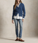 Кардиган из хлопка с круглым вырезом, вязаный косами Polo Ralph Lauren