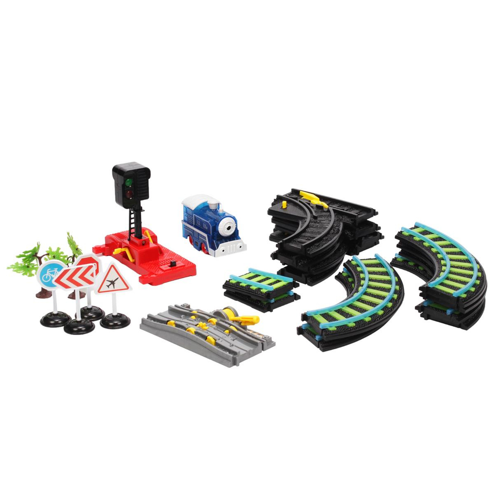 Железная дорога со светофором на бат. 49*9*31см, свет/звук. коробка