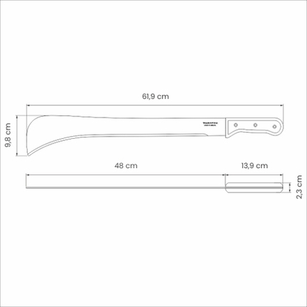 Мачете Tramontina 26626019-1 туристическое походное садовое для рубки кустарника сталь дерево 62 см