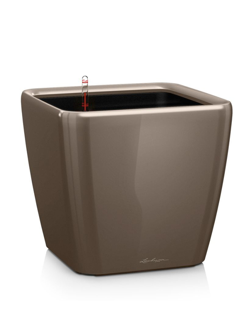 Кашпо Lechuza "Quadro LS Complete taupe high gloss" (пластик), 35x35xH33 см