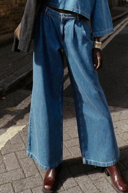 ZARA ДЖИНСЫ Z1975 WIDE LEG СО СРЕДНЕЙ ПОСАДКОЙ, ВЫЦВЕТШИЙ СИНИЙ
